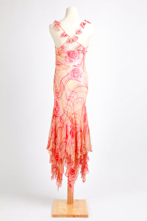 Diane Freis - Whimsical Garden Orange Pink Roses Dress