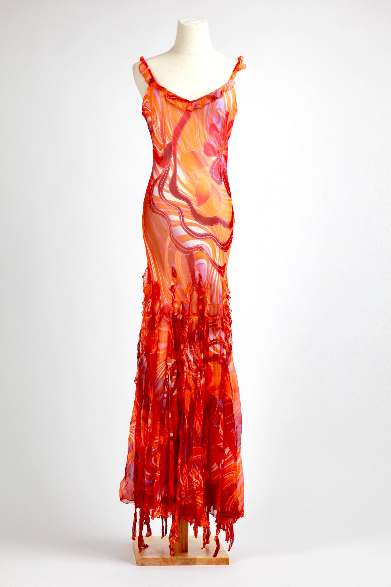 Diane Freis - Bold Coral Silk Maxi