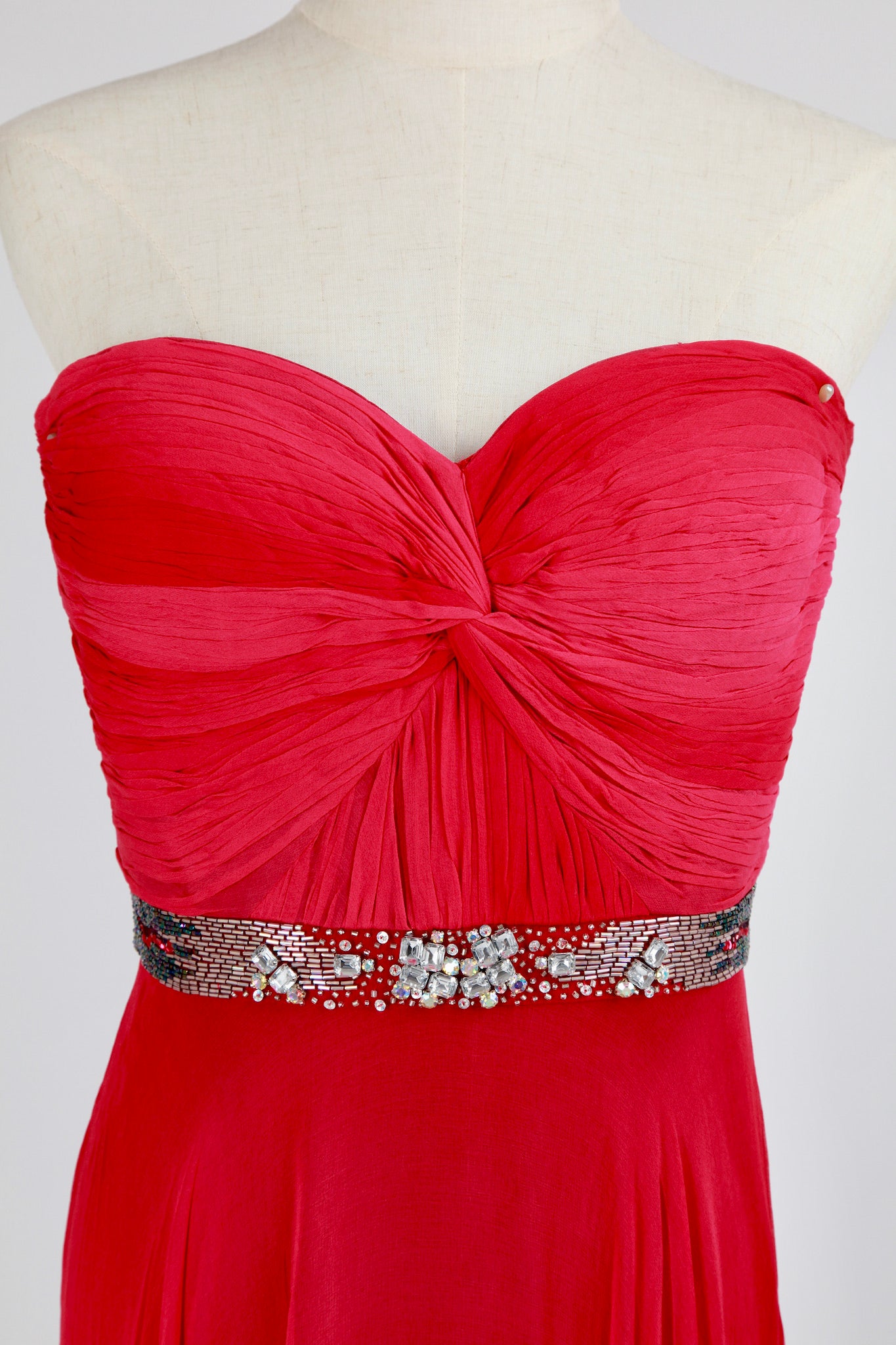 Diane Freis - Strapless Red Ombre Diane Freis Chiffon Gown