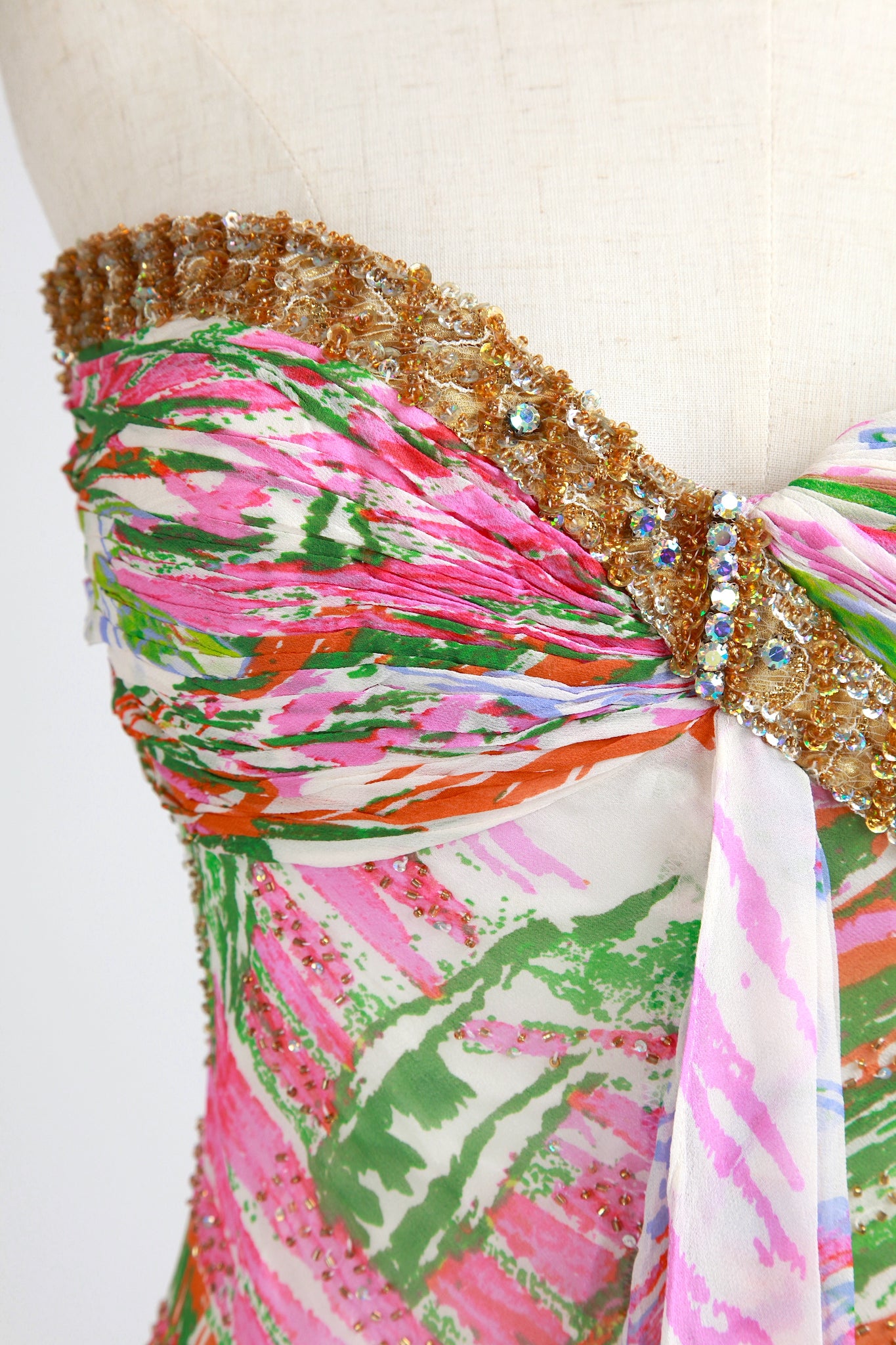 Diane Freis - Strapless Tropical Palm Glamour